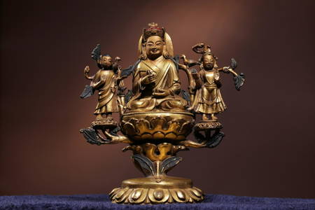 GILT BRONZE LIAN'HUA'SHAN'SAN'LIAN BUDDHA SITTING