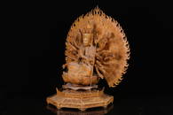 CAMPHORWOOD CARVED THOUSAND-HAND GUAN'YIN ORNAMENT