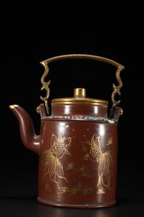 ZISHA NIAN'NIAN'YOU'YU HANDLE POT: Height 7.8 in / Ear-Distance 6.1 in