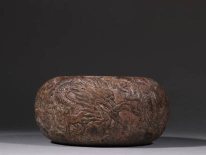 OLD ZISHA DRAGON AND PHOENIX PATTERN BRUSH WASHER: Time: 20 Century / Height 3.46 in / Width 6.3 in