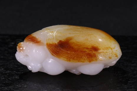 HETIAN JADE DRAGON-TURTLE HAND PIECE: Weight 133.4g/ Length 2.7 in / Width 1.69 in / Height 1.16 in