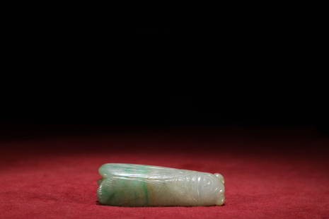 OLD JADEITE YI'MING'JING'REN HANGING PIECE: Time: Qing Dynasty 17-19 Century / Weight 34g/ Thickness 0.43 in / Width 0.94 in / Length 2.52 in
