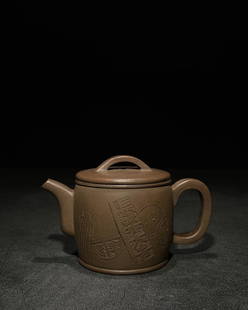 XINZHOU MARK HAN-TILE TEAPOT: Dimension (1) 5.12 in / Dimension (2) 3.07 in / Dimension (3) 3.23 in