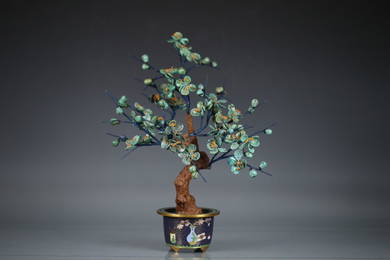 TURQUOISE STONE PLUM-BLSSOM BONSAI ORNAMENT