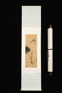 BA'DA'SHAN'REN FLOWERS AND BIRDS SILK PAINTING: Dimension (1) 11.02 in / Dimension (2) 31.5 in