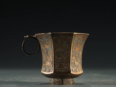 BRONZE MIXXED GOLD AND SILVER FLOWERS AND BIRDS PATTERN