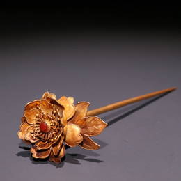 GILT SILVER FLOWERS PATTERN HAIRPIN