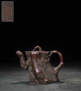 YANG'XIAN'XI'YIN'SHI'WANG PINE STUMP TEAPOT: Length 5.91 in / Width 4.25 in / Height 4.25 in