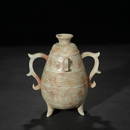 HETIAN JADE DOUBLE-EAR XUAN PATTERN TRIPOD JAR