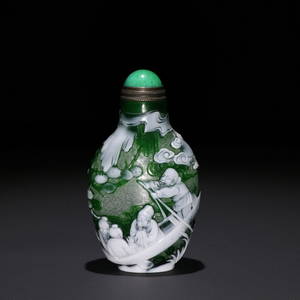 GLASSWARE FIGURE STORY SNUFF BOTTLE