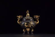 GILT BRONZE DOUBLE DRAGON-EAR CENSER