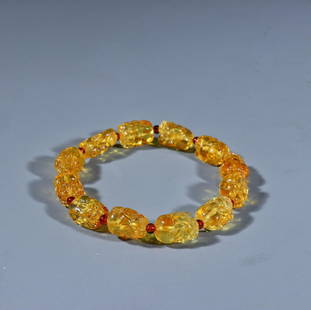 AMBER RUI'SHOU'ZHAO'CAI BRACELET: Weight 11g / Bead-Diameter 0.39 in