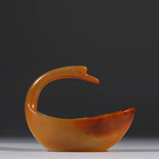 AGATE GOOSE-SHAPED BRUSH WASHER: Weight 65.3g / Height 2.68 in / Width 3.58 in