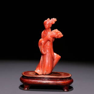 CORAL MO'MO SHI'NV ORNAMENT: Weight 38.9g / Length 2.76 in / Width 1.26 in