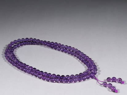 PURPLE CRYSTAL BUDDHA BEADS: Weight 156.2g / Bead-Diameter 0.35 in