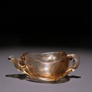 OLD CRYSTAL LONGEVITY PEACH SHAPED WENFANG WATER: Time: Qing Dynasty 17-19 Century / Weight 69.1g / Height 1.1 in / Width 3.62 in