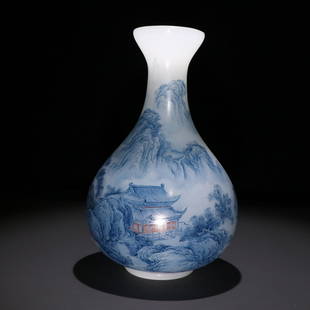 GLASSWARE ENAMELING LANDSCAPES PATTERN BOTTLE: Time: Qing Dynasty 17-19 Century / Weight 509g / Height 7.28 in / Width 4.13 in