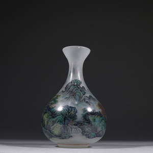 GLASSWARE ENAMELING LANDSCAPES PATTERN BOTTLE