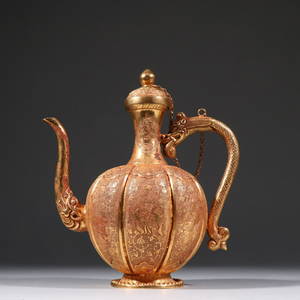 GILT COPPER DRAGON-EAR WINE POT