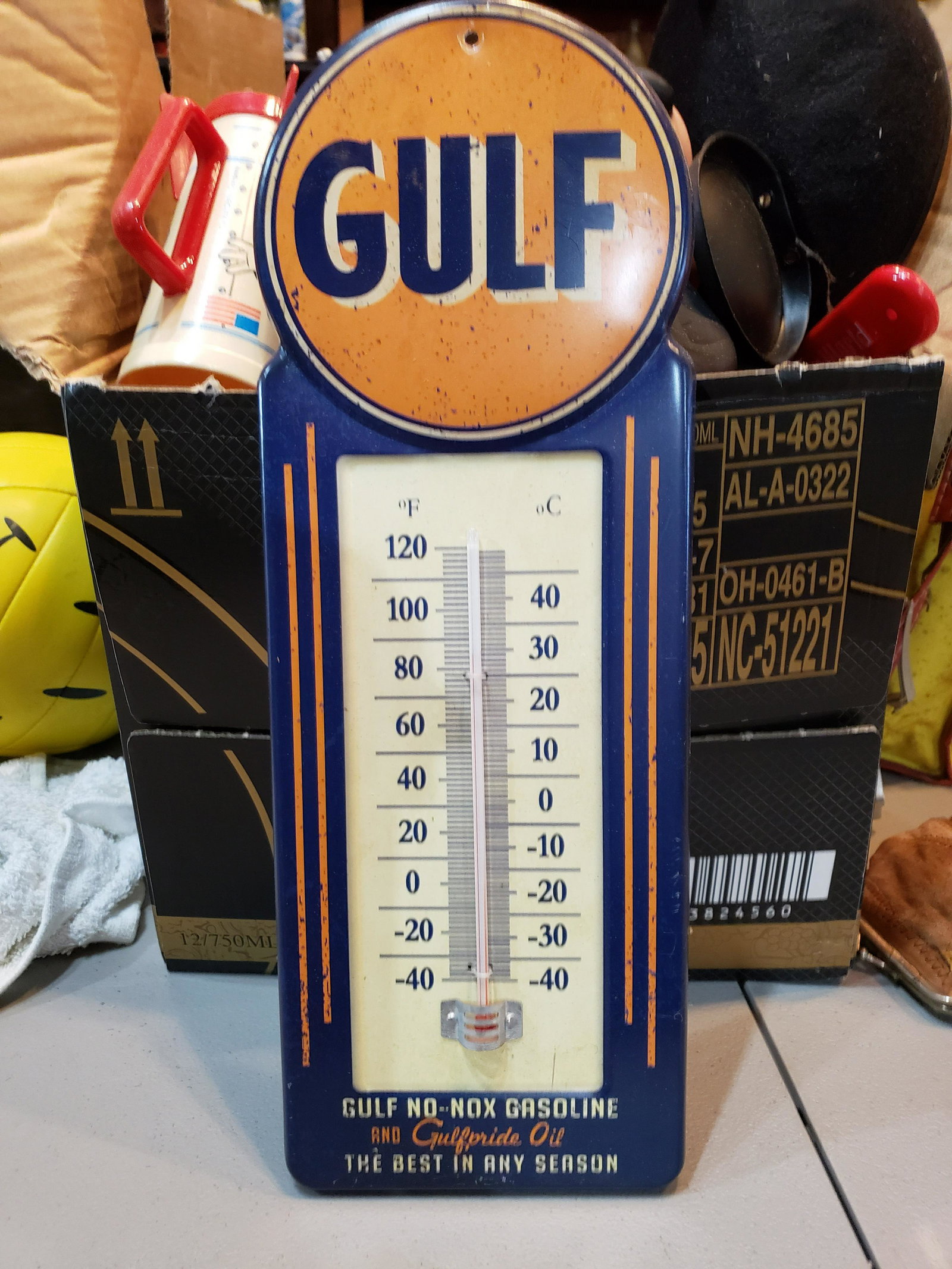 Gulf Advertising Thermometer Gulf No-Nox Gasoline and: Gulf Advertising Thermometer Gulf No-Nox Gasoline and GulfPride Oil and GulfPride Oil