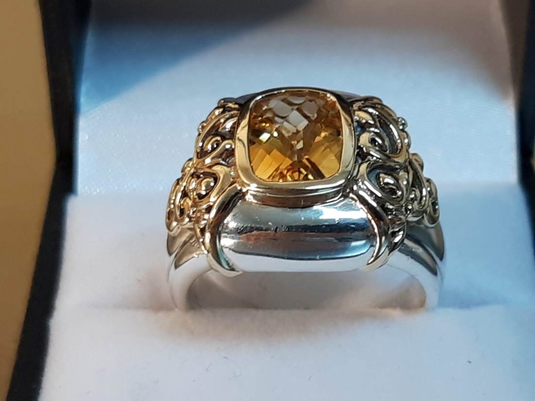 Citrine Designer Ring in 18kt and Sterling Silver (1 of 4)