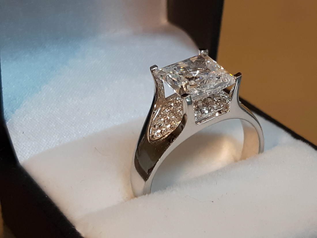 5ct Princess Cut White Sapphire Ring in Sterling Silver (1 of 5)