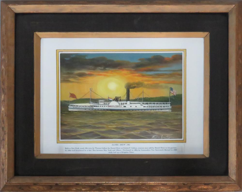 KRISTINA  NEMETHY PAINTING 1860 RIVER BOAT SIGNED (1 of 7)