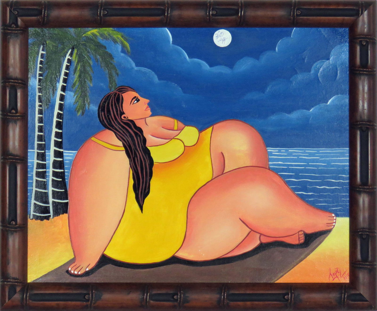 LATIN AMERICAN BOTEROESQUE PAINTING WOMAN SIGNED (1 of 10)