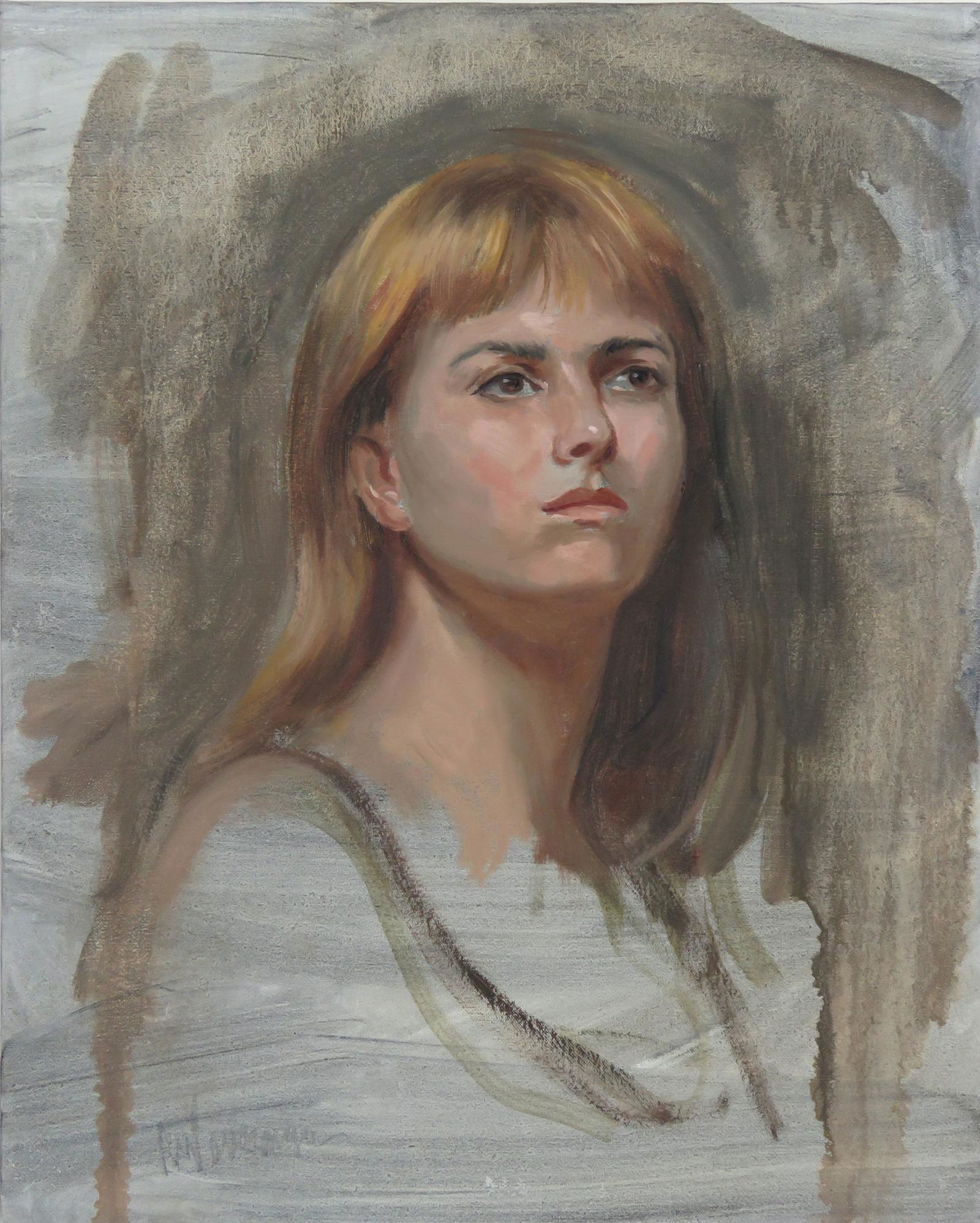 ALBERT WASSERMAN O/C PORTRAIT OF A REDHEAD BEAUTY (1 of 7)