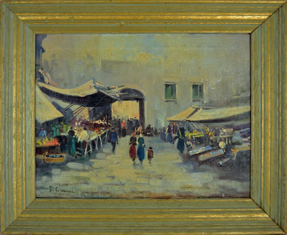 ITALIAN SCHOOL IMPRESSIONIST PAINTING MARKET SCENE (1 of 7)