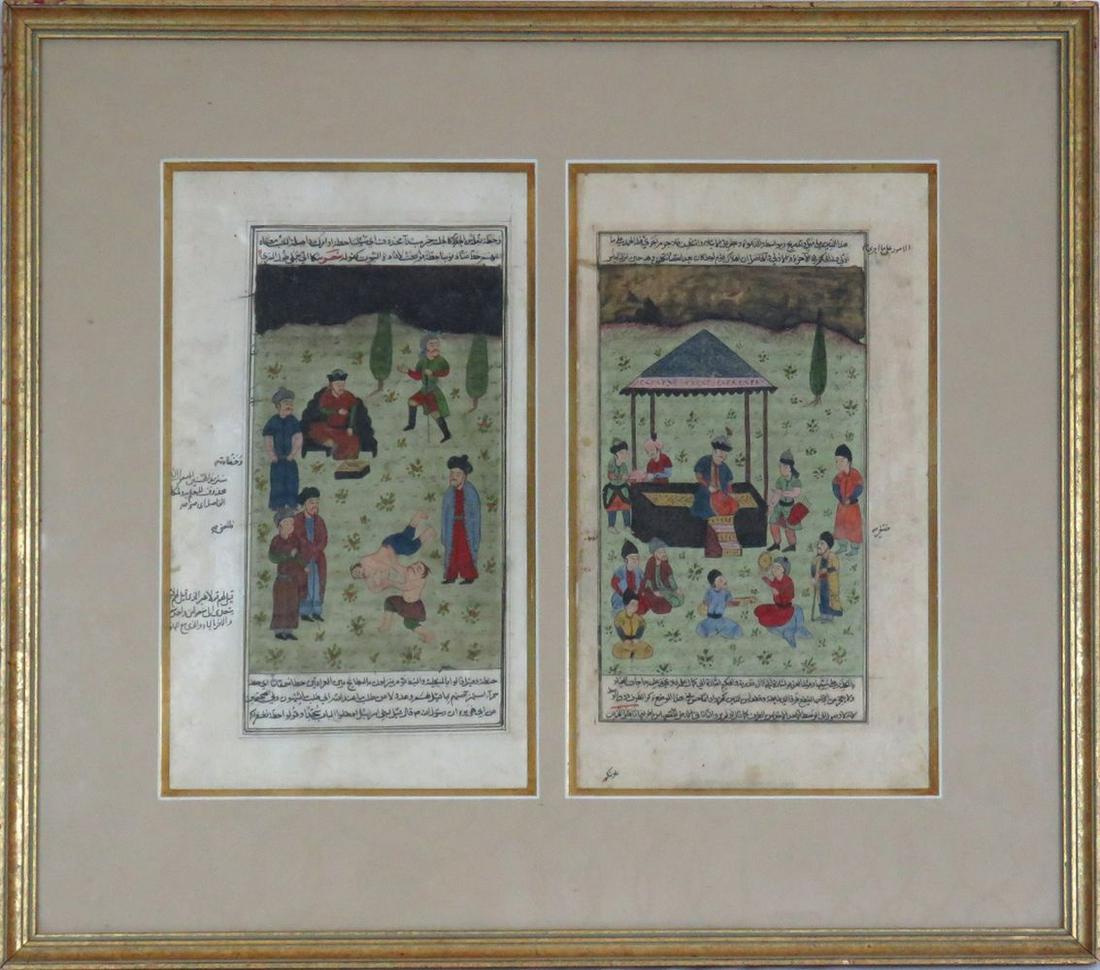 PAIR ANTIQUE PERSIAN MINIATURE PAINTINGS (1 of 17)