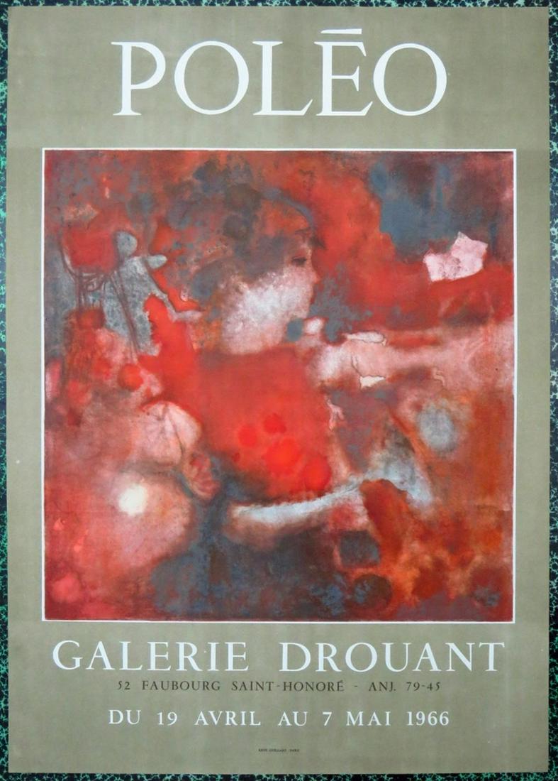 HECTOR POLEO EXHIBITION LITHOGRAPH POSTER: Hector Poleo (Venezuela/NY 1918-1989). Exhibition poster held at the Gallerie Drouant in Paris in 1966. Printed by Rene Guillard, Paris, on heavy paper. Measures: 27 " x 19 1/4" Provenance: Ex-Westche