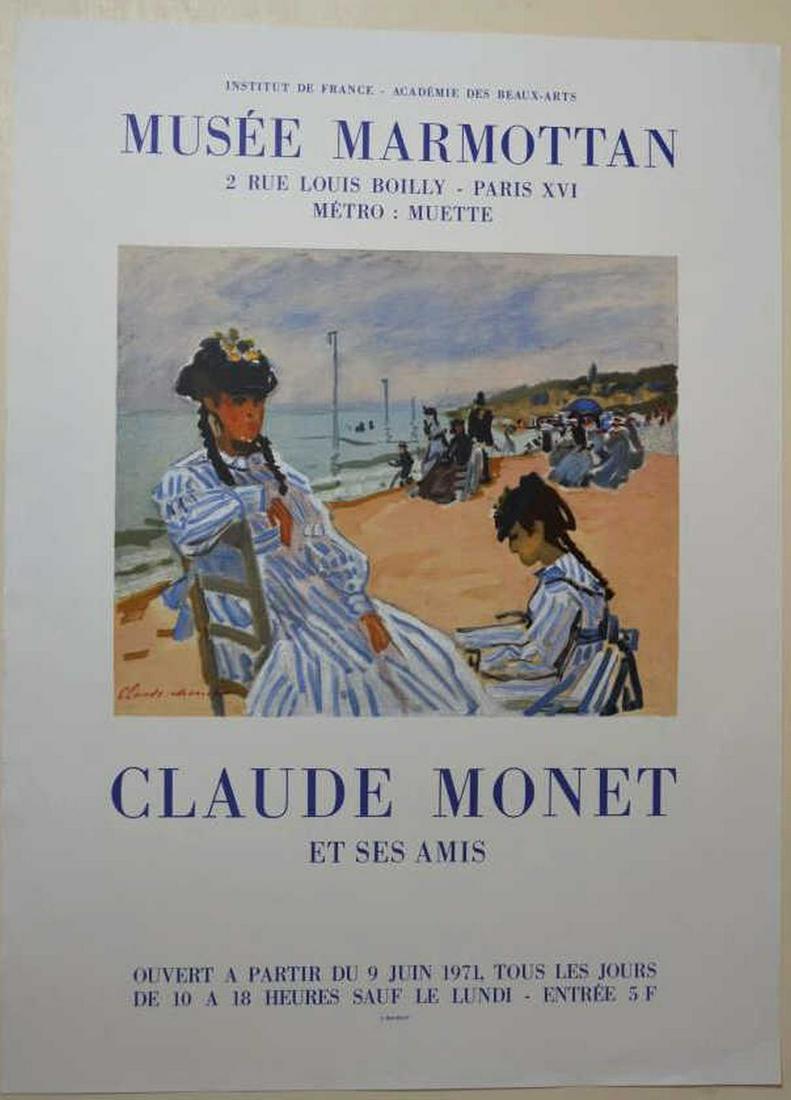 CLAUDE MONET VINTAGE EXHIBITION POSTER MOURLOT: Claude Monet (1840-1926, France). Vintage (circa 1971) exhibition poster / affiche by the well-known Impressionist artist. The exhibition was held at Musee Marmottan, Paris in 1971. It was published b
