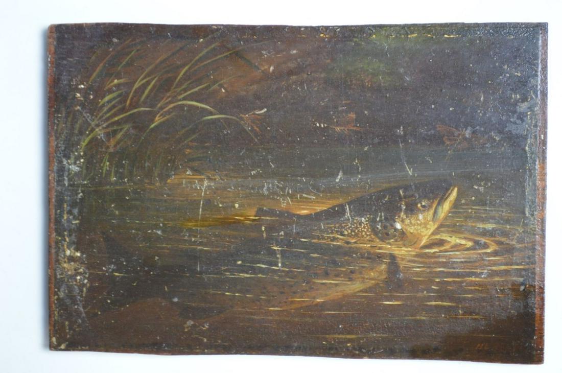 18TH/19TH C ENGLISH SCHOOL TROUT PAINTING ON PANEL (1 of 11)