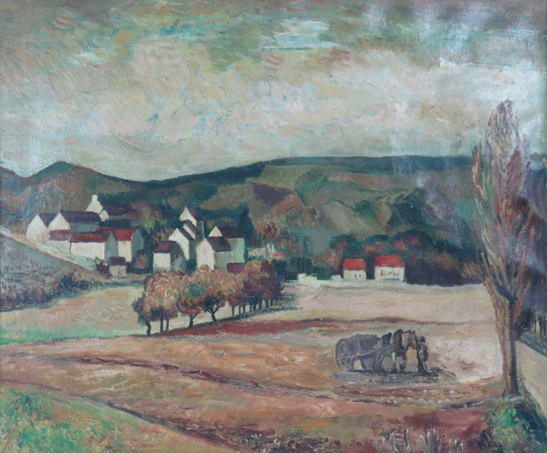 NEW HOPE SCHOOL LANDSCAPE PAINTING SIGNED (1 of 12)