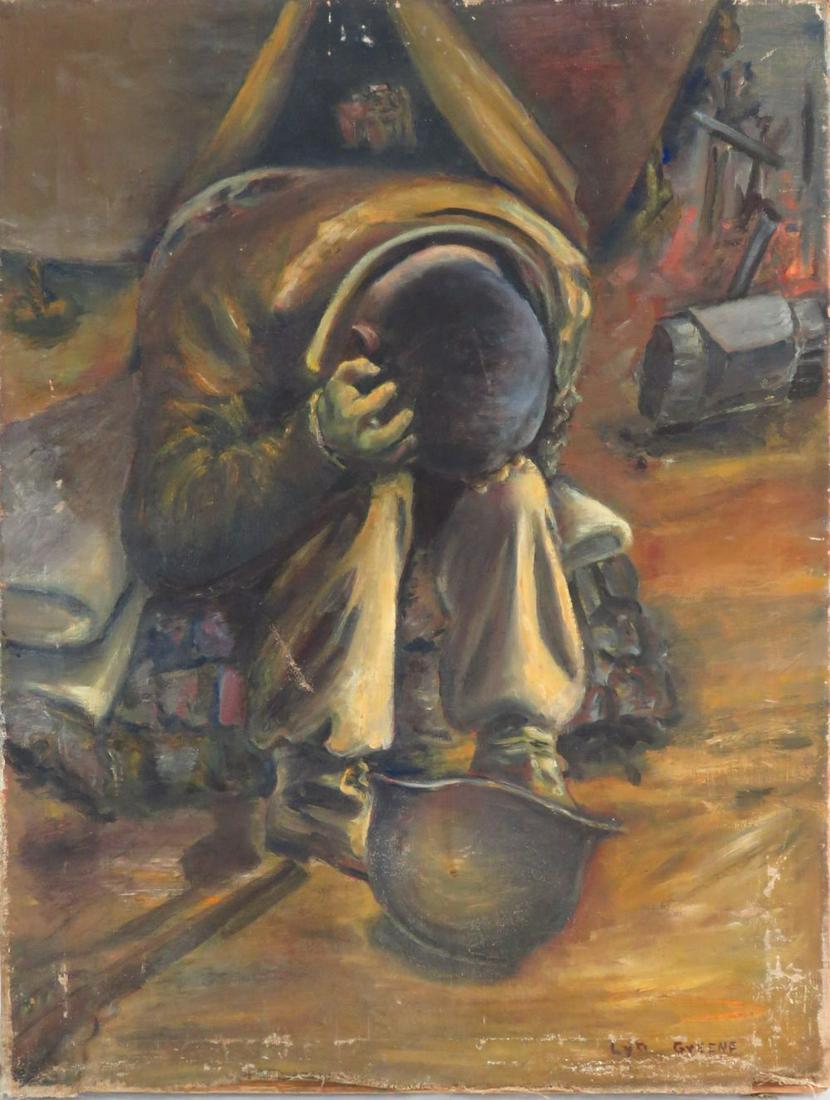 AMERICAN SOLDIER PAINTING 20TH C. EXPRESSIONIST (1 of 7)