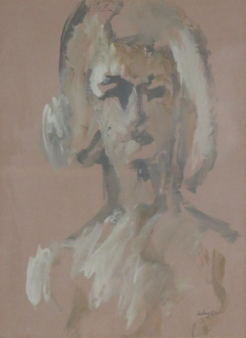 MODERN ABSTRACT PORTRAIT PAINTING SIGNED (1 of 7)