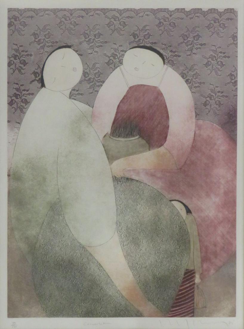 MODERNIST CHINESE AMERICAN SCHOOL LITHO SIGNED (1 of 14)