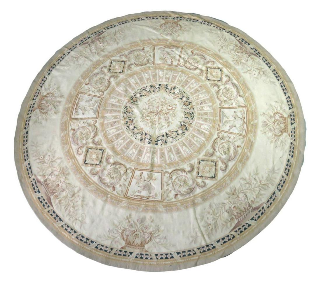 VINTAGE ROUND FRENCH AUBUSSON DESIGN CARPET (1 of 10)
