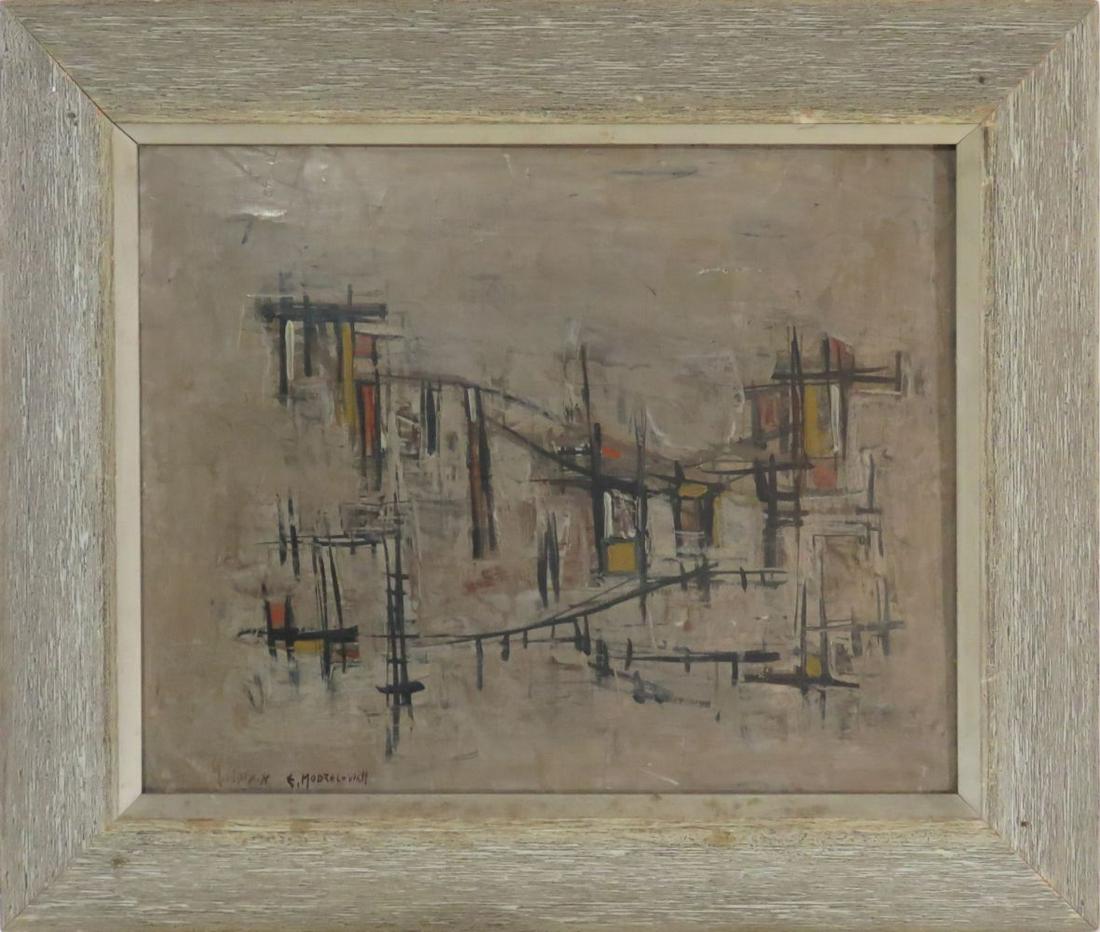 EFRAIM MODZELEVICH ABSTRACT PAINTING SIGNED (1 of 12)