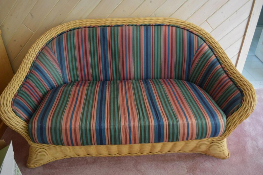 FICKS REED RATTAN LOVESEAT W UPHOLSTERED BACK (1 of 6)
