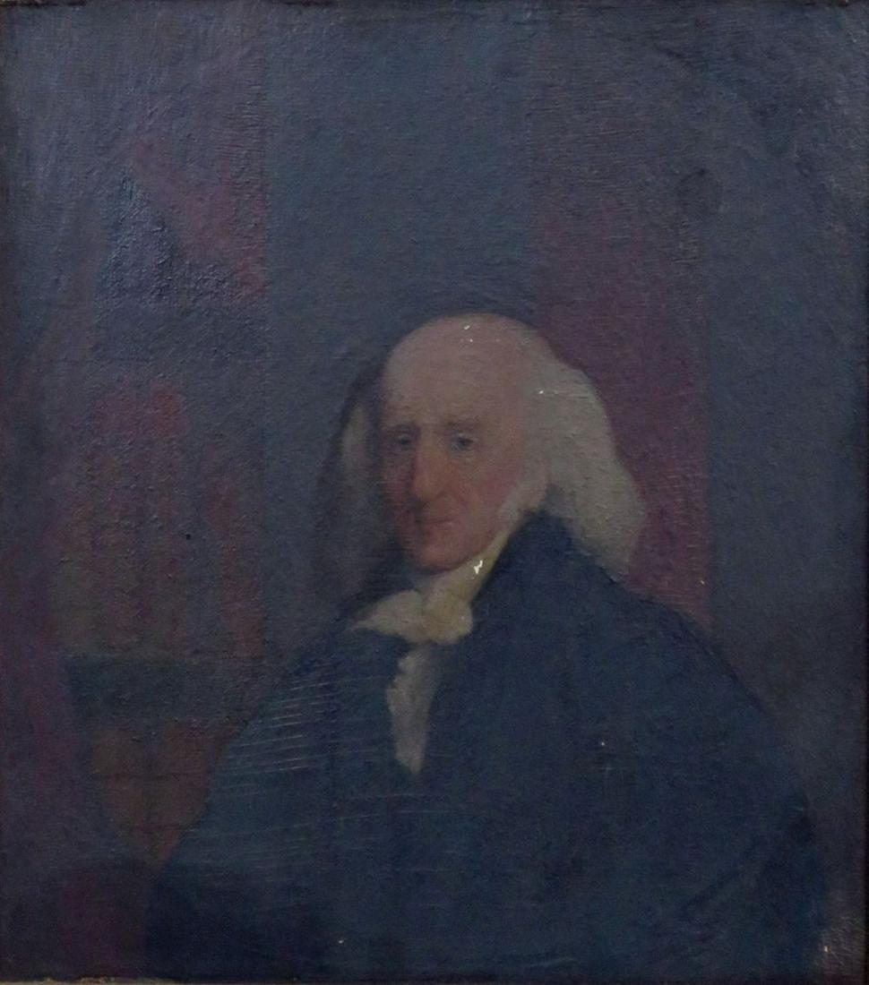 AMERICAN SCHOOL 19TH C PORTRAIT OF A GENTLEMAN: Antique, likely 19th century portrait of a gentleman. In the manner of John Singleton Copley. The Painting is oil/wood panel and is framed in a newer gilt frame. It does not appear to be signed. Measu