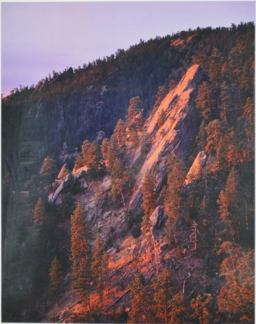 RODNEY LOUGH JR (US B. 1960) BOULDER PHOTO SIGNED: Rodney Lough Jr. American B. 1960. Framed Archive color photograph, "Boulder", signed and #'d on mat. From a very small edition of 15. Lough's personal gallery label/card are affixed, verso. It is fra