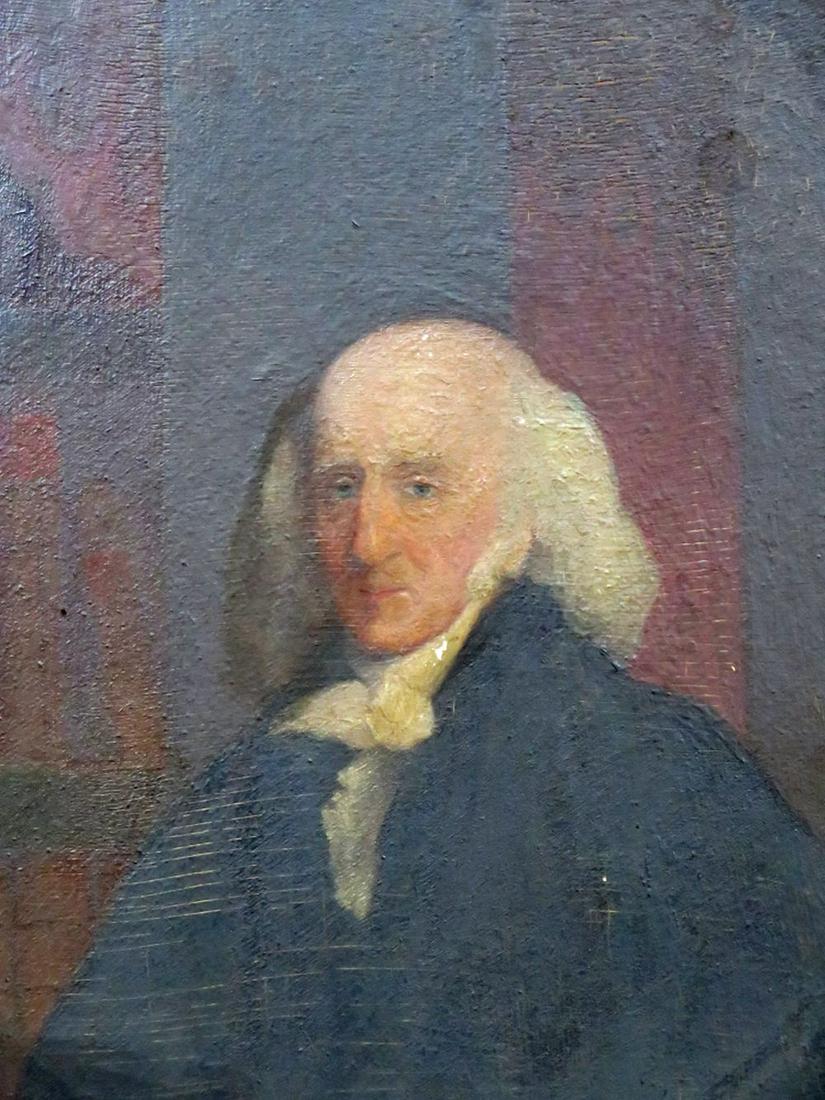 AMERICAN SCHOOL 19TH C PORTRAIT ON PANEL: Antique, likely 19th century portrait of a gentleman. In the manner of John Singleton Copley. The Painting is oil/wood panel and is framed in a newer gilt frame. It does not appear to be signed. Measu