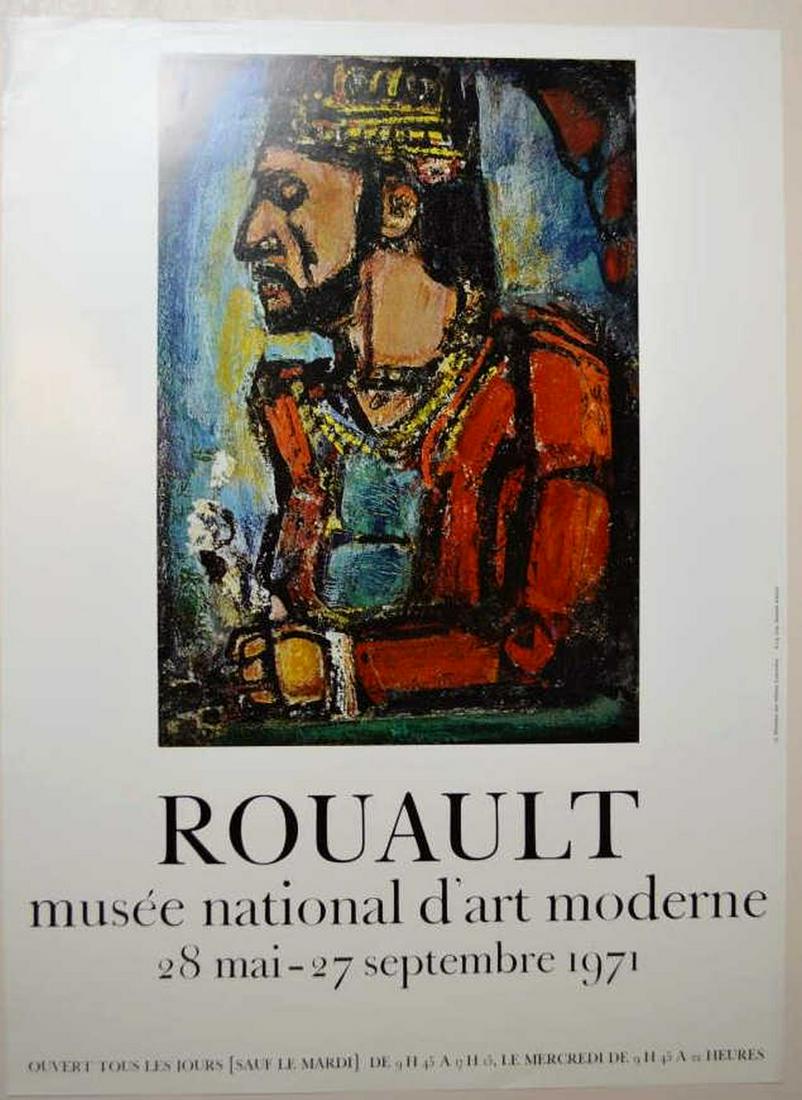 GEORGES ROUAULT VINTAGE 1971 EXHIBITION POSTER: Georges Rouault (France - 1904-2002). Vintage (circa 1971) lithograph exhibition poster / affiche for the exhibit held at the Musee Nationale d'art Moderne, in 1971. Printed for the Ministere des Affa