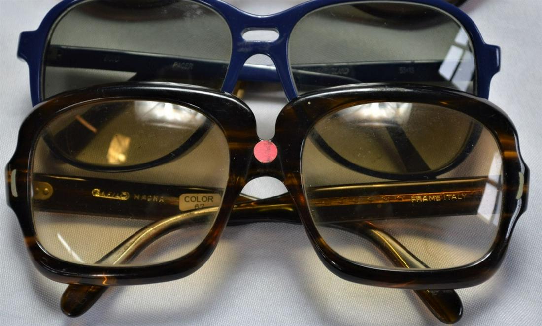 5 PAIR VINTAGE 1950's 60'S SUNGLASSES: Lot of 5 vintage sunglasses. Included are Paloma Picasso (Germany), Sofilo ? - Magna (made in Italy), one pair made in England. NOS/used frames. Provenance: From a NY, NY & Rockland County eyewear dea