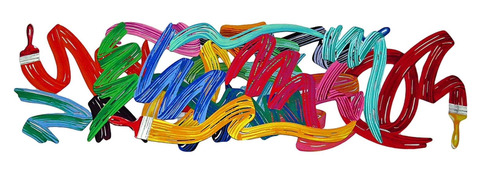 DAVID GERSTEIN B. 1944 LARGE SCULPTURE SIGNED: David "Dudu" Gerstein (Israeli B. 1944) large laser cut steel and polychrome finish large sculpture, titled "Brush Stroke Colors". From a very limited edition of 8. The sculpture is signed, and #'d (