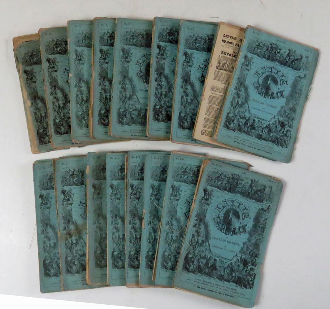 LOT (APPROX 20) DICKENS LITTLE DORRIT PAMPHLETS: Charles Dickens original 19th Century Little Dorrit pamphlets. These serially published works served as the original public edition of Dickens' works. They contain original illustrated engravings. The