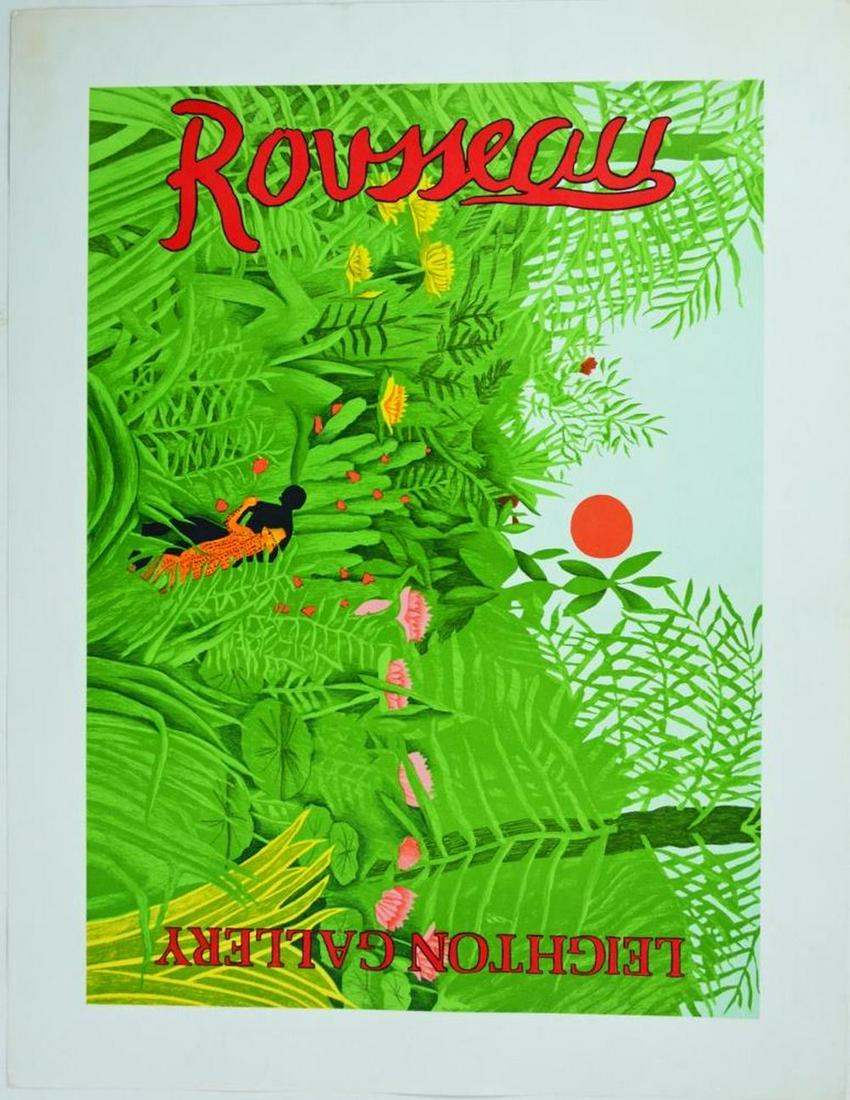 HENRI ROUSSEAU LEIGHTON GALLERY EXHIBITION POSTER: Henri Rousseau vintage exhibition poster for an exhibition held at the Leighton Gallery. Printed lithograph on heavy stock paper. Measures: 20'' X 26''