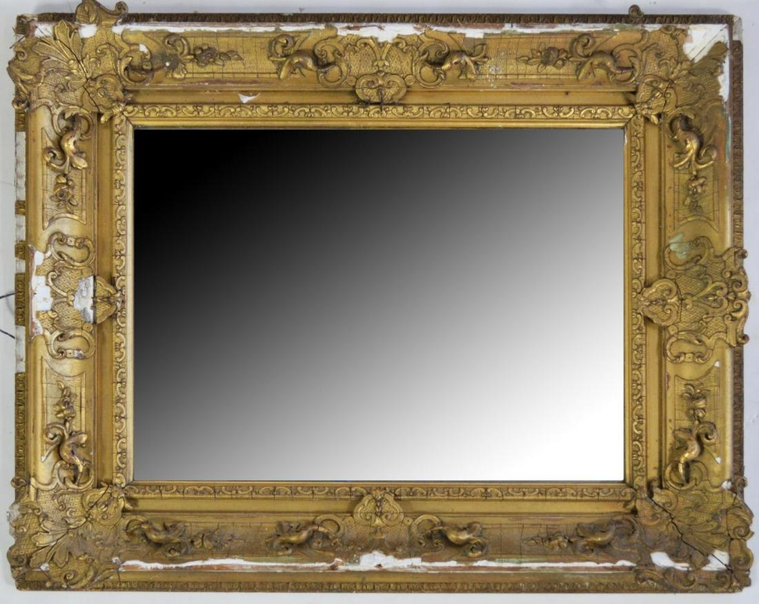 ANTIQUE LOUIS XIV STYLE GILT  FRAME W MIRROR (1 of 8)